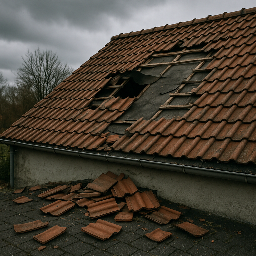 Stormschade aan dak
